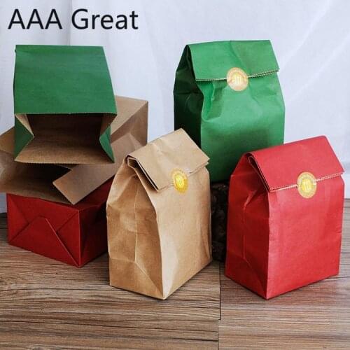 Christmas Kraft Paper Bags Food Small Gift Bags Sandwich Bread Bags Party Wedding Favour Paper Gifts Candy 50Pcs/Set