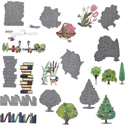 Rose Tulip Flowers Trees Books Aircraft Metal Cutting Dies for DIY Scrapbooking Paper Cards Making Crafts Supplies 2019 New Dies