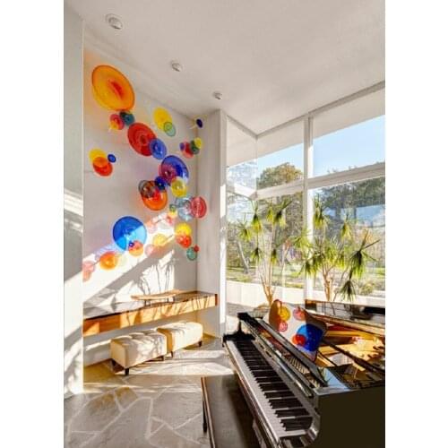 Custom Made Modern Crystal LED Wall Sconce Hotel Decor Wall Art Blown Glass Decorative Wall Lamps