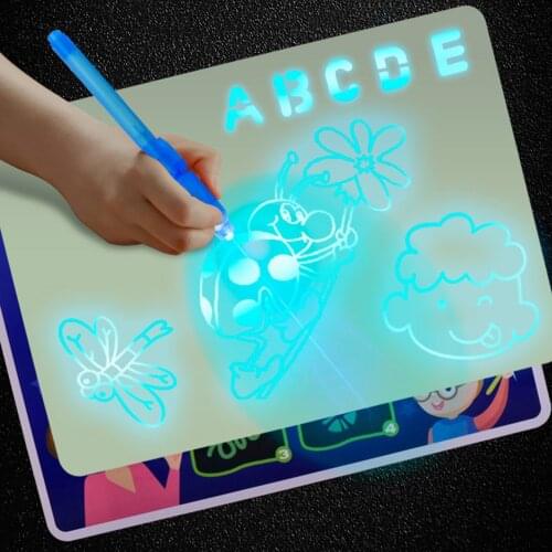 A3 A4 A5 Luminous Drawing Board Graffiti Doodle Pad with Light Fluorescent Pen Kids Painting Tablet Educational Toy
