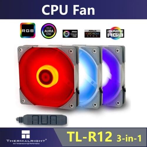 Thermalright TL-R12 3-in-1 CPU Cooling Fan PWM Silent Fan 120mm 12V/4Pin RGB CPU Cooler Replacement Fan with Controller