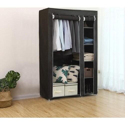 Oversea Stock!!! Non-woven Cloth Wardrobe With 5 Shoes Rack Multi Use Clothes Closet 172X105X43cm Hanging Storage Cabinet HWC