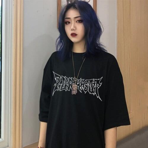 Women T-shirt cotton sweetshirt girls streetwear casual tops Ulzzang New Summer clothes black Harajuku clothing vintage loose