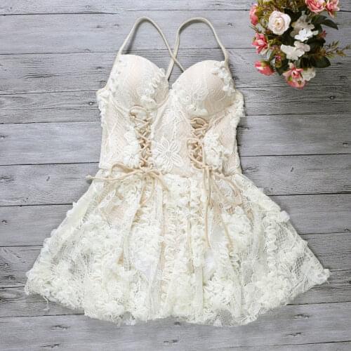 2021 New Women Lace Hollow One Piece Swimwear Bandage Bathing Suits Push Up Female Swimming Suit Sexy Swimsuit Swim Beach Dress