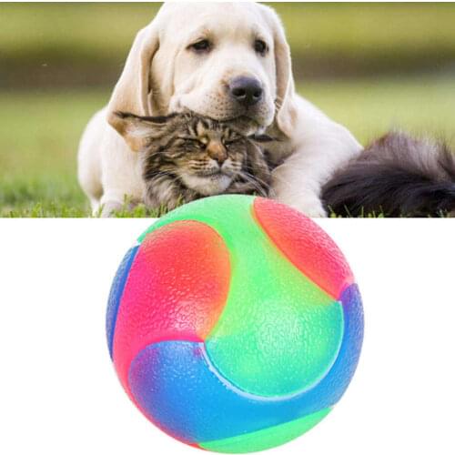 Dog Toy Pet Shining Dog Chew Ball Rubber Colorful Bite Resistant Grind Tooth Educational Toy eco-friendly materials