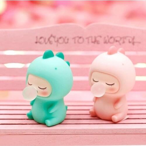 ZOCDOU 1 Piece Cute Dinosaur Cosplay Pink Cloth Kid Small Statue Figurine Micro Crafts Ornament Miniatures DIY Home Garden Decor
