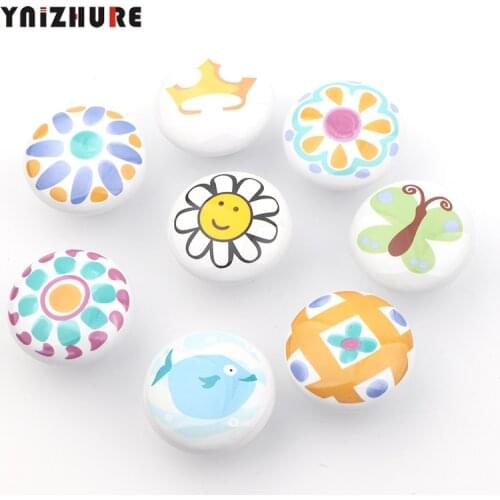 1PC Cute Child Nordic Ceramic Single Round Knobs Wardrobe Kitchen Garden Door Handle Modern Cabinet Handle With Screw