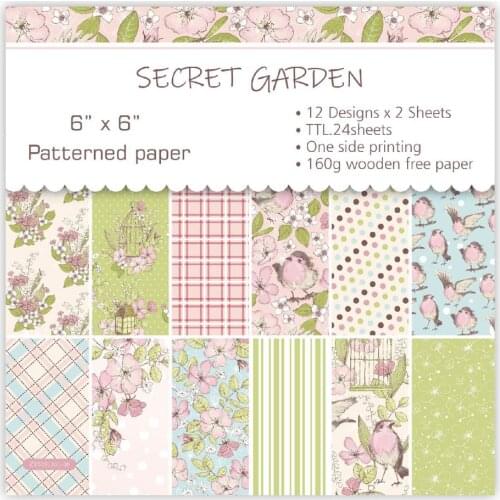 12 Sheets Secret Flowers Garden Scrapbooking Pads Paper Origami Art Background Paper Card Making DIY Scrapbook Paper Craft
