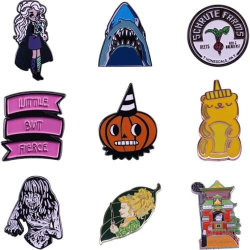 20pcs/lot J1531 Geekcoco Horror Movie Metal Brooch Collar Cartoon Pin Jeans Shirt Handbag Badges on Backpack Pins