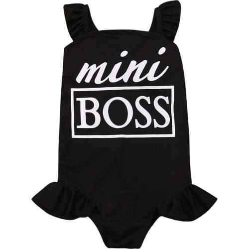 2019 Princess Kids Baby Girls Flower Halter Mini Boss Letter Swimwear Bodysuit Swimsuit Bikini Set Bathing Cute Summer Suit