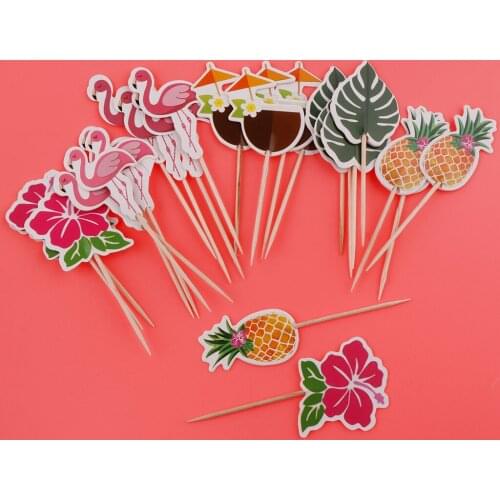 24pcs Paper Cupcake Toppers Cupcake Topper Cake Topper Muffin Picker For Tropical / Luau / Summer Parties