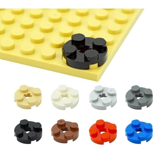 100PCS Building Blocks DIY 2x2 Round Plate With Cross Shaft Hole Educational MOC Technical Bricks Parts Compatible With 4032