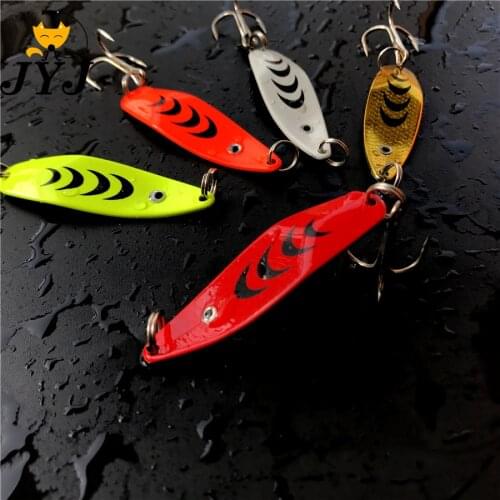 5pcs 7g 5cm Hard metal fishing spoon spinner lure baits, metal fish 3D eyes spoon lure fishing tackle accessory bass snakehead