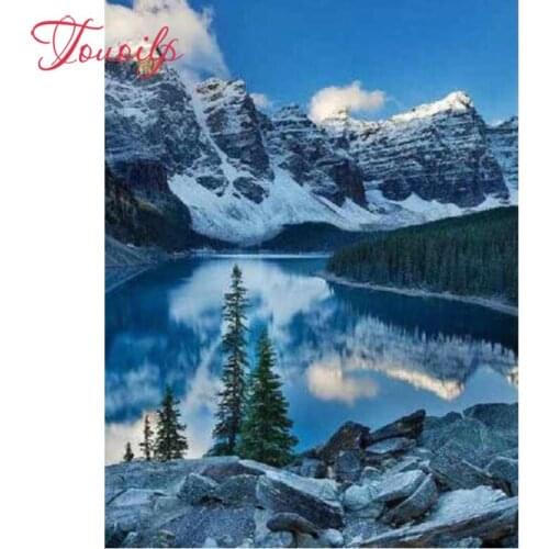 5D Square&round meer tussen de bergen 5d Diamond Embroidery 5D Diamond Painting Cross Stitch Picture Rhinestone Diamond Mosaic