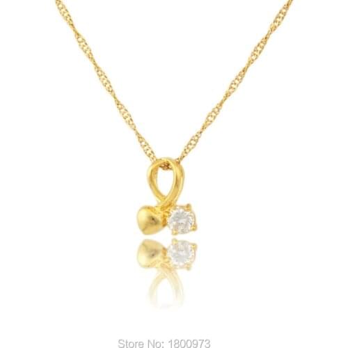 Adixyn New Arrival Gold Color Crystal Love Heart Shaped Pendant Necklace With 45cm /60cm Chain Free shipping