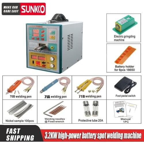 SUNKKO 788S-PRO spot welder 3.2Kw 18650 lithium battery welding machine with HB-70B spot welding pen