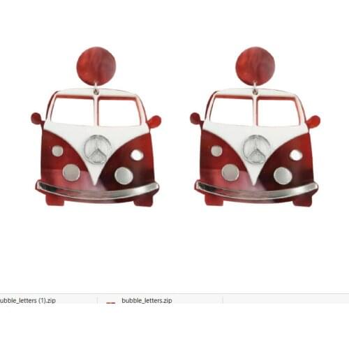 Car Acrylic Earrings Creative Funny Bus Aesthetic Cool Cartoon Red Harajuku Earrings For Women Fashion Jewelry Party Gift New