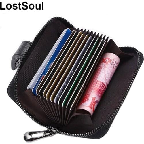 LostSoul genuine leather card holder id credit cards case women and man multifunctional card holder organ bag passport cover