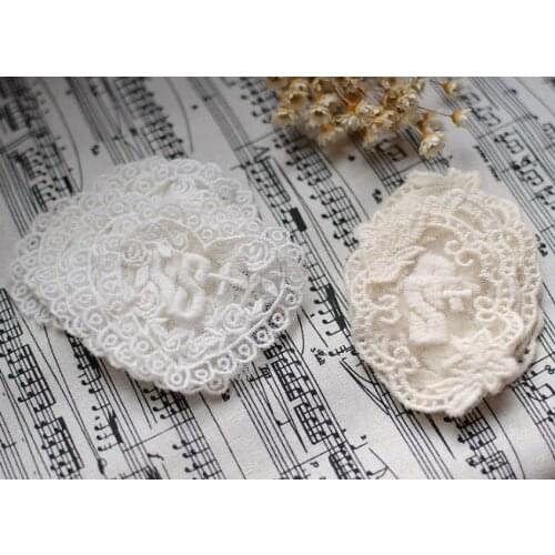 20 Pieces Cotton Lace Patch Flower Heart Embroidery Clothing Applique Patch DIY Sewing Accessory Supplies