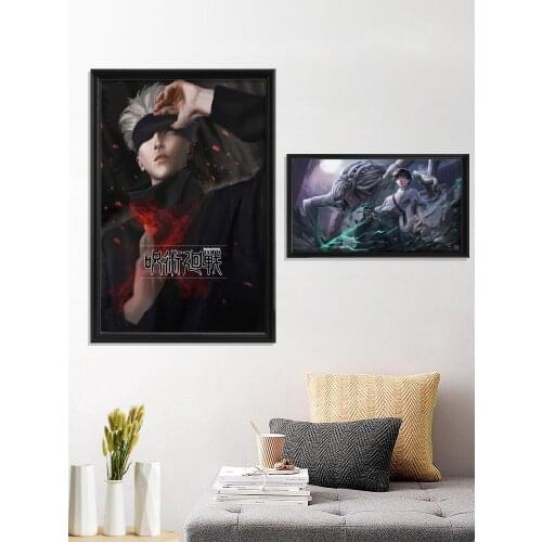 Jujutsu Kaisen Cartoon Gojo Japanese Kugisaki Nobara Touji Anime Fushiguro Megumi Art-Poster Canvas Home Custom Living-Room