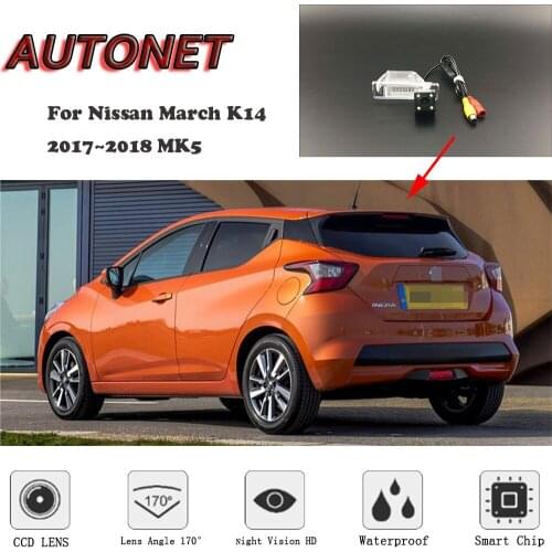 AUTONET HD Night Vision Backup Rear View camera For Nissan March K14 2017~2018 MK5 CCD/license plate Camera