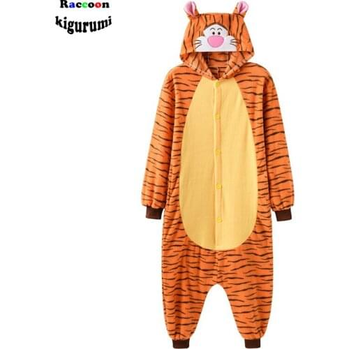 Kidk Tiger Pajamas Onesie Pig Cartoon Animal MonkeyHalloween Fox Cosplay Costume Raccoon Kigurumi