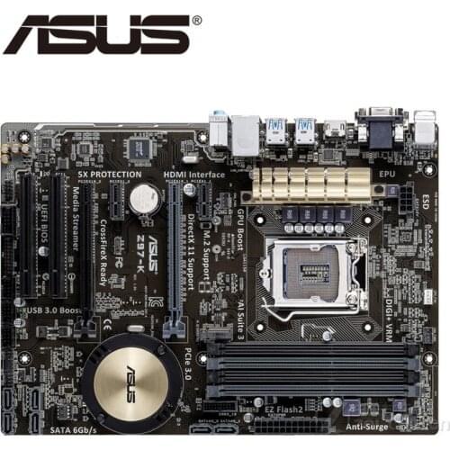 LGA1150 DDR3 Z97 For ASUS Z97-K 100% Original Motherboard USB3.0 32G Z97K Desktop Mainboard SATA III Mother board PCI-E X16 Used
