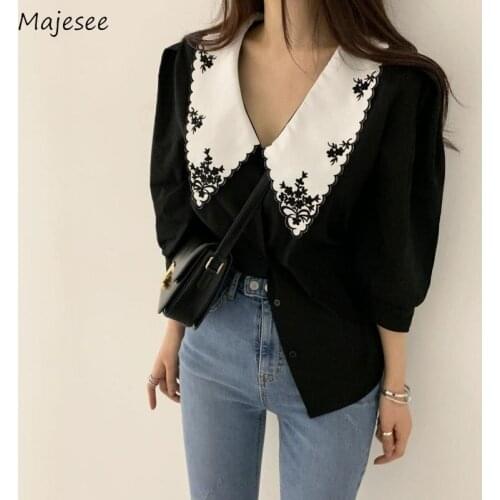 Женские рубашки с вышивкой Majesee China At AliExpress