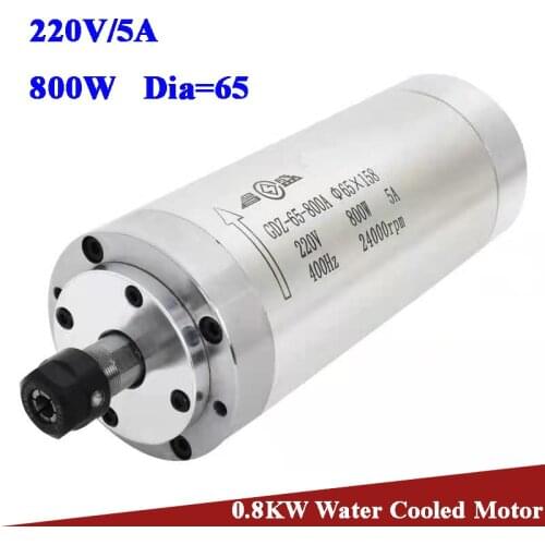 Water Cooling Spindle GDZ-65-800A 0.8Kw CNC 800W Spindle Motor Dia.65mm ER11 220V 110V 5A