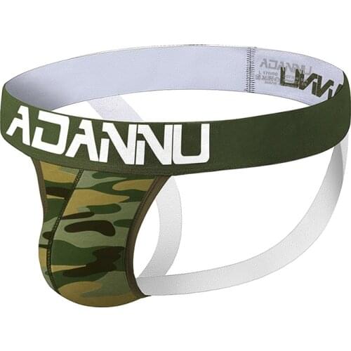 2020 ADANNU Brand Mens Sexy Thongs Briefs Double D G-string Men Gay Male Jockstraps Gay Men Underwear Jockstrap Camouflage