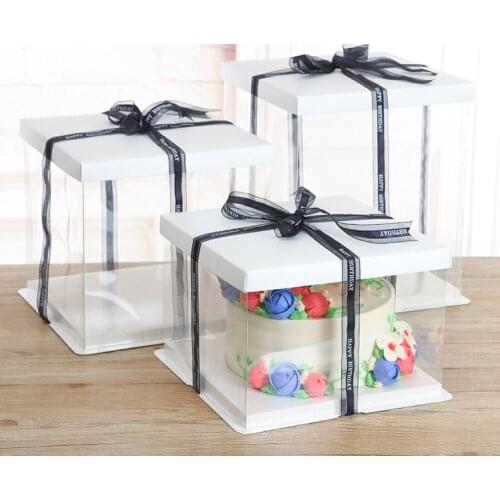 4 set hold 6/8/10 inch Clear Plastic Bakery Cake packing storage Boxes transparent Birthday Cake Food container Accessory Deco
