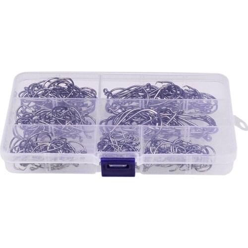210Pc Fishing Hook Set Size 1-6/0 High Carbon Steel Fishhook Fly Fishing Jip Barbed Carp Hooks Sea Pesca Fish Box