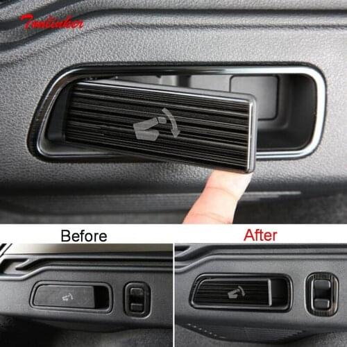 Tonlinker Interior Car Rear Seat Handle Cover stickers for INFINITI QX50 2018-20 Car Styling 5 PCS Stainless steel Cover sticker