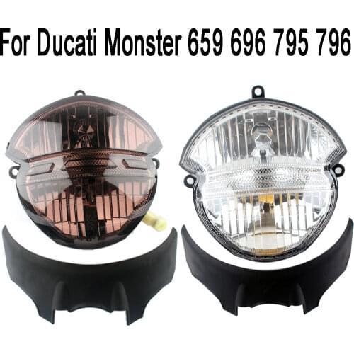 New Motorcycle Front Headlight Head Lamp Assembly For Ducati Monster 659 696 795 796 M1000 White Smoke