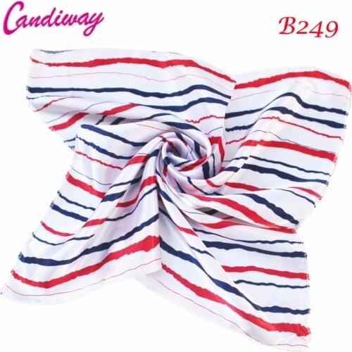 New Arrival Elegant Foulard NeckerChief Striped Silk Bandana Small Square Silk Scarf Spring Autumn Fashion Office Lady Gift