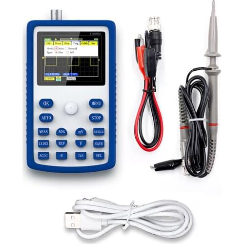 FNIRSI-1C15 2.4 Inch Screen Handheld Digital Oscilloscope 500MS/S Sampling Rate with 110MHz Bandwidth 1KHz/3.3V Square Wave