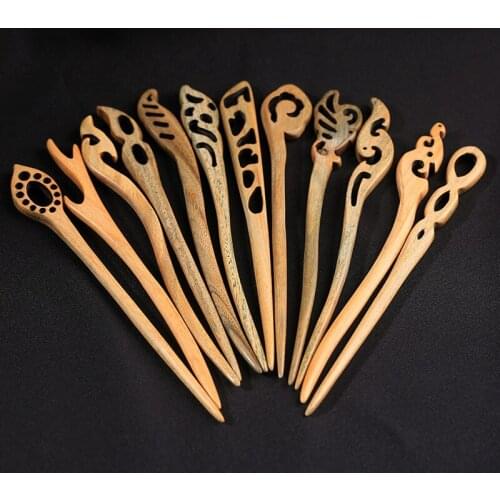 Vintage Women Hair Stick Pick Natural Wooden Sandalwood Chinese Style Chopsticks Ethnic Hair pin Hairpins Jewelry Accessories