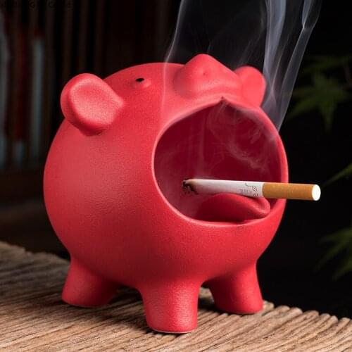 Creative Animal Pig Ashtray Large Capacity Ceramic Anti Fly Ash Living Room Personality Cute Ashtray Decoration Home Decoration