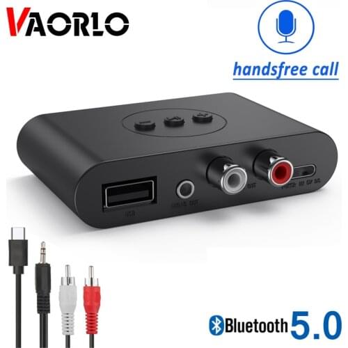 Bluetooth 5.0 Receiver U Disk RCA 3.5mm AUX Jack Stereo Wireless Adapter with Mic For Speaker Amplifier Car Audio Transmitter