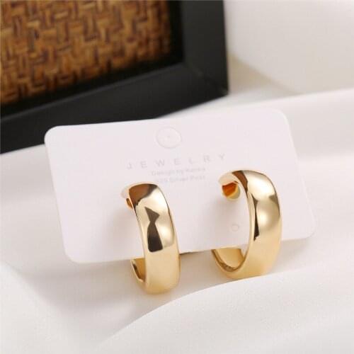 Simple Minimalist Geometric Round Circle Earrings Vintage Gold Color Hoop Earrings for Women Wedding Party Statement Jewelry