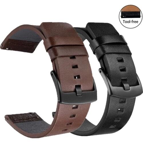 24mm 18mm 20mm Quick Release Genuine Leather Watch Band for Samsung galaxy watch 3 45mm Gear S3 Strap 46mm 22mm
