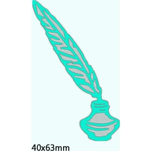 Ink Feather Pen Metal Cutting Dies Stencil DIY Scrapbooking Photo Album Embossing For Gift Card Making Handcraft 2019