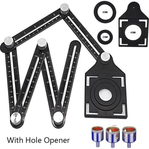 Aluminium Alloy Multi Angle Measuring Ruler Folding Rulers Measuring Template Tool For Woodworking Glass Tile w/ Opening Locator