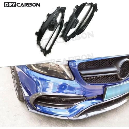 Carbon Fiber / ABS Front FogLamp Air Vent Grills Trim Frame Covers For Benz A Class W176 A45 AMG A180 A200 Sport 2016 - 2017