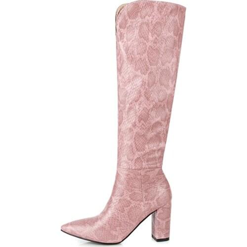 Western Knee High Boots Women New Design Fur Warm Winter Shoes Women Fashion High Heel Cowboy Boots Woman Footwear Shoes