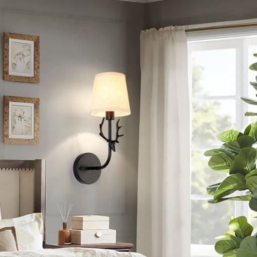 Indoor 7W LED Wall Mount Lamp Fixture E14 Bulb Art Decor Light Fabrics Lampshade