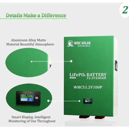 WHC high quality lifepo4 batteriers powerwall 51.2v 100ah rechargeable lithium ion batteries for solar energy system