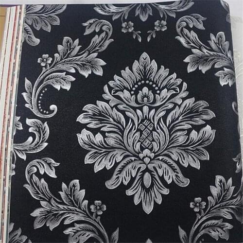 Wellyu Modern PVC Black white Damask Wallpaper ROll For Wall Luxury Classic For Bedroom TV Sofa background papel de parede