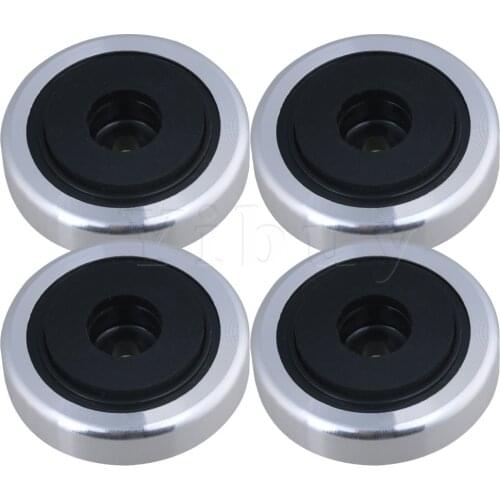Yibuy 40x12mm Silver Aluminum Plastic Speaker Isolation Feet Pad Stand for Audio Speakers Amplifier CD Player Pack of 4