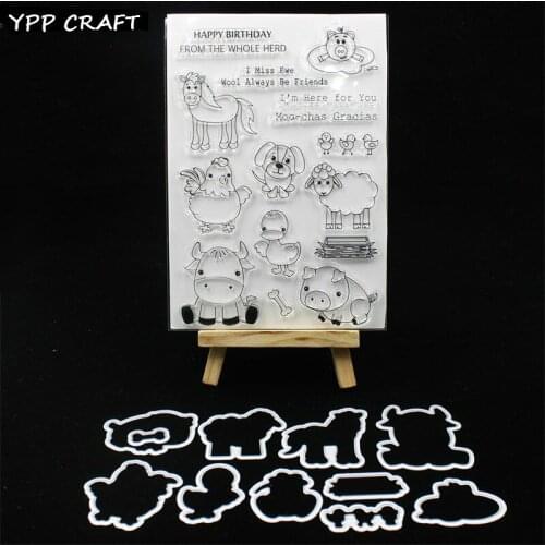 YPP CRAFT Animal Farm Stamp And Metal Cutting Dies for DIY Scrapbooking/photo album Decorative Embossing DIY Paper Cards